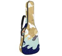 Eslifey Acoustic Guitar Bag Retro Japanese Crane Wave Clouds Sun Adjustable Shoulder Strap Guitar Case Gig Bag 40 41 42 Inch