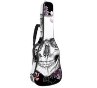 Eslifey Acoustic Guitar Bag Skull Flowers Day of The Dead Adjustable Shoulder Strap Guitar Case Gig Bag 40 41 42 Inch