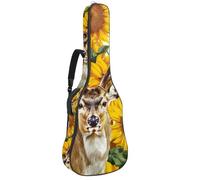 Eslifey Acoustic Guitar Bag Sunflowers Deer Pattern Adjustable Shoulder Strap Guitar Case Gig Bag 40 41 42 Inch