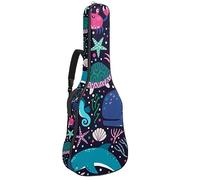 Eslifey Acoustic Guitar Bag Underwater Dolphin Whale Jelly Seaweed and Corals Pattern Adjustable Shoulder Strap Guitar Case Gig Bag 40 41 42 Inch