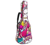 Eslifey Acoustic Guitar Bag Unicorn Candy Donut Girlish Style Doodles Adjustable Shoulder Strap Guitar Case Gig Bag 40 41 42 Inch