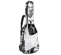 Eslifey Acoustic Guitar Bag Vintage Retro Camera Pattern Adjustable Shoulder Strap Guitar Case Gig Bag 40 41 42 Inch