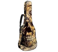 Eslifey Acoustic Guitar Bag Vintage Retro Skull Skelton Floral Adjustable Shoulder Strap Guitar Case Gig Bag 40 41 42 Inch
