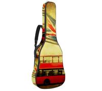 Eslifey Acoustic Guitar Bag Vintage Textured Collage of Iconic Symbols of London UK Adjustable Shoulder Strap Guitar Case Gig Bag 40 41 42 Inch