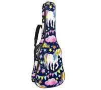 Eslifey Acoustic Guitar Bag Watercolor Cute Unicorn and Fairy Tale Rainbow Pattern Adjustable Shoulder Strap Guitar Case Gig Bag 40 41 42 Inch
