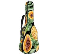 Eslifey Acoustic Guitar Bag Watercolor Papaya Palm Leaf Adjustable Shoulder Strap Guitar Case Gig Bag 40 41 42 Inch