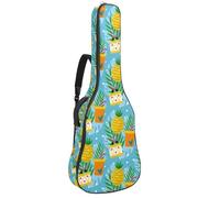 Eslifey Acoustic Guitar Bag Yellow Pineapple Cake Drinks Pattern Adjustable Shoulder Strap Guitar Case Gig Bag 40 41 42 Inch