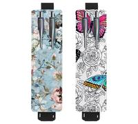 Eslifey Adjustable Elastic Band Pen Holder, Beautiful Roses Flowers Floral Watercolor Pattern 2 Pack Pencil Holder Leather Pen Sleeve Pouch for Notebook Journals