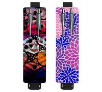 Eslifey Adjustable Elastic Band Pen Holder, Colorful Crystal Skull Day of The Dead Pattern 2 Pack Pencil Holder Leather Pen Sleeve Pouch for Notebook Journals