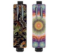 Eslifey Adjustable Elastic Band Pen Holder, Colorful Ethnic Paisley Pattern 2 Pack Pencil Holder Leather Pen Sleeve Pouch for Notebook Journals