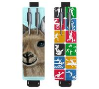 Eslifey Adjustable Elastic Band Pen Holder, Cute Kangaroo Australian Animal 2 Pack Pencil Holder Leather Pen Sleeve Pouch for Notebook Journals