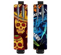 Eslifey Adjustable Elastic Band Pen Holder, Day of The Dead Skull Sombrero Pattern 2 Pack Pencil Holder Leather Pen Sleeve Pouch for Notebook Journals