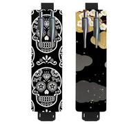 Eslifey Adjustable Elastic Band Pen Holder, Day of The Dead Suger Skull Balck White 2 Pack Pencil Holder Leather Pen Sleeve Pouch for Notebook Journals