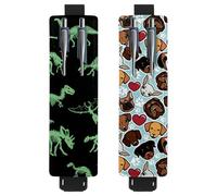 Eslifey Adjustable Elastic Band Pen Holder, Dinosaur Bones Pattern 2 Pack Pencil Holder Leather Pen Sleeve Pouch for Notebook Journals