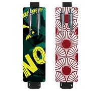 Eslifey Adjustable Elastic Band Pen Holder, Dinosaur Tyrannosaurus Bones Footprints Pattern 2 Pack Pencil Holder Leather Pen Sleeve Pouch for Notebook Journals