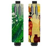 Eslifey Adjustable Elastic Band Pen Holder, Flower Flora Nature Season Field 2 Pack Pencil Holder Leather Pen Sleeve Pouch for Notebook Journals