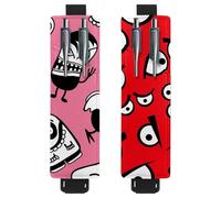 Eslifey Adjustable Elastic Band Pen Holder, Funny Colorful Monsters Pink Pattern 2 Pack Pencil Holder Leather Pen Sleeve Pouch for Notebook Journals