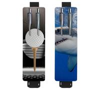 Eslifey Adjustable Elastic Band Pen Holder, Golf Ball on Tee with Club in The Spotlight 2 Pack Pencil Holder Leather Pen Sleeve Pouch for Notebook Journals