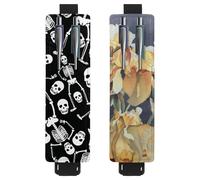 Eslifey Adjustable Elastic Band Pen Holder, Human Skeleton Skull White Black 2 Pack Pencil Holder Leather Pen Sleeve Pouch for Notebook Journals