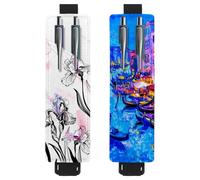 Eslifey Adjustable Elastic Band Pen Holder, Irises Beautiful Flowers Floral Watercolor Pattern 2 Pack Pencil Holder Leather Pen Sleeve Pouch for Notebook Journals