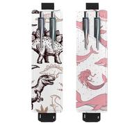 Eslifey Adjustable Elastic Band Pen Holder, Prehistoric Dinosaurs Reptiles Footprints Pattern 2 Pack Pencil Holder Leather Pen Sleeve Pouch for Notebook Journals