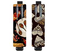 Eslifey Adjustable Elastic Band Pen Holder, Russian Doll Cuisine Food Pattern 2 Pack Pencil Holder Leather Pen Sleeve Pouch for Notebook Journals