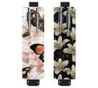 Eslifey Adjustable Elastic Band Pen Holder, Watercolor Flowers Butterfly 2 Pack Pencil Holder Leather Pen Sleeve Pouch for Notebook Journals