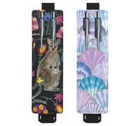 Eslifey Adjustable Elastic Band Pen Holder, Watercolor Kangaroo Flowers 2 Pack Pencil Holder Leather Pen Sleeve Pouch for Notebook Journals