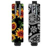 Eslifey Adjustable Elastic Band Pen Holder, Wildflower Sunflower Flower Watercolor Pattern 2 Pack Pencil Holder Leather Pen Sleeve Pouch for Notebook Journals