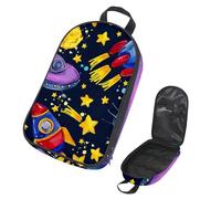 Eslifey Camping Cooking Utensils Organizer Travel Bag, Cartoon UFO Rocket Planet Star Portable Storage Bag for BBQ Camp Cookware Kitchen Kit