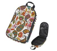 Eslifey Camping Cooking Utensils Organizer Travel Bag, Colorful Indian Flower Pattern Portable Storage Bag for BBQ Camp Cookware Kitchen Kit