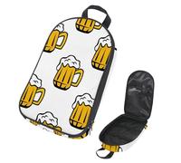 Eslifey Camping Cooking Utensils Organizer Travel Bag, Cool Yellow Beer Pattern Portable Storage Bag for BBQ Camp Cookware Kitchen Kit