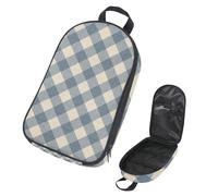 Eslifey Camping Cooking Utensils Organizer Travel Bag, Diamond Lattice Stripe Blue Portable Storage Bag for BBQ Camp Cookware Kitchen Kit