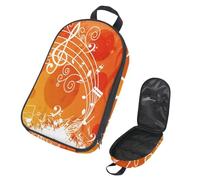 Eslifey Camping Cooking Utensils Organizer Travel Bag, Orange Yellow Music Notes Portable Storage Bag for BBQ Camp Cookware Kitchen Kit