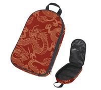 Eslifey Camping Travel Cooking Utensils Organizer Bag, Chinese Dragons Fighting Gold in Red Background Pattern Portable Storage Bag for BBQ Camp Cookware Kitchen Kit