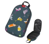 Eslifey Camping Travel Cooking Utensils Organizer Bag, Cocktail Glass Wine Glass Beer Fruits Drink Pattern Portable Storage Bag for BBQ Camp Cookware Kitchen Kit