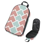 Eslifey Camping Travel Cooking Utensils Organizer Bag, Colorful Triangles Blue Pink Diamond Pattern Portable Storage Bag for BBQ Camp Cookware Kitchen Kit