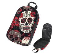 Eslifey Camping Travel Cooking Utensils Organizer Bag, Day of The Dead Colorful Sugar Skull Floral Flower Pattern Portable Storage Bag for BBQ Camp Cookware Kitchen Kit
