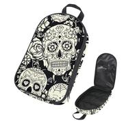Eslifey Camping Travel Cooking Utensils Organizer Bag, Day of The Dead Sugar Skull Floral Flower Pattern Portable Storage Bag for BBQ Camp Cookware Kitchen Kit