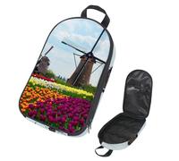 Eslifey Camping Travel Cooking Utensils Organizer Bag, Dutch Windmill with Tulips Portable Storage Bag for BBQ Camp Cookware Kitchen Kit