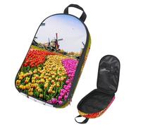 Eslifey Camping Travel Cooking Utensils Organizer Bag, Flower Fields and Windmill Portable Storage Bag for BBQ Camp Cookware Kitchen Kit