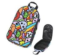 Eslifey Camping Travel Cooking Utensils Organizer Bag, Funny Coloring Monsters Rainbow Pattern Portable Storage Bag for BBQ Camp Cookware Kitchen Kit