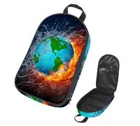 Eslifey Camping Travel Cooking Utensils Organizer Bag, Globe Fire and Water Portable Storage Bag for BBQ Camp Cookware Kitchen Kit