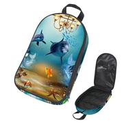 Eslifey Camping Travel Cooking Utensils Organizer Bag, Magic Mermaid and Dolphin Portable Storage Bag for BBQ Camp Cookware Kitchen Kit