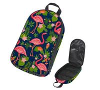 Eslifey Camping Travel Cooking Utensils Organizer Bag, Pink Flamingo Palm Tree Leaf Flowers Pattern Portable Storage Bag for BBQ Camp Cookware Kitchen Kit