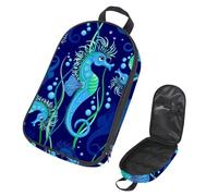 Eslifey Camping Travel Cooking Utensils Organizer Bag, Seahorse Cute Blue Sea Animal Pattern Portable Storage Bag for BBQ Camp Cookware Kitchen Kit