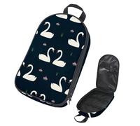 Eslifey Camping Travel Cooking Utensils Organizer Bag, White Swans in Love and Water Lily Pattern Portable Storage Bag for BBQ Camp Cookware Kitchen Kit