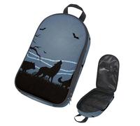 Eslifey Camping Travel Cooking Utensils Organizer Bag, Wolves and Bats Portable Storage Bag for BBQ Camp Cookware Kitchen Kit