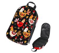 Eslifey Camping Travel Cooking Utensils Organizer Travel Bag, Colorful Rooster Chicken Floral Pattern Portable Storage Bag for BBQ Camp Cookware Kitchen Kit