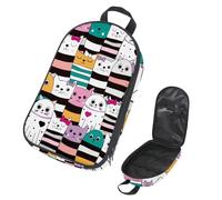 Eslifey Camping Travel Cooking Utensils Organizer Travel Bag, Cute Cats Ranking Pattern Stripes Portable Storage Bag for BBQ Camp Cookware Kitchen Kit